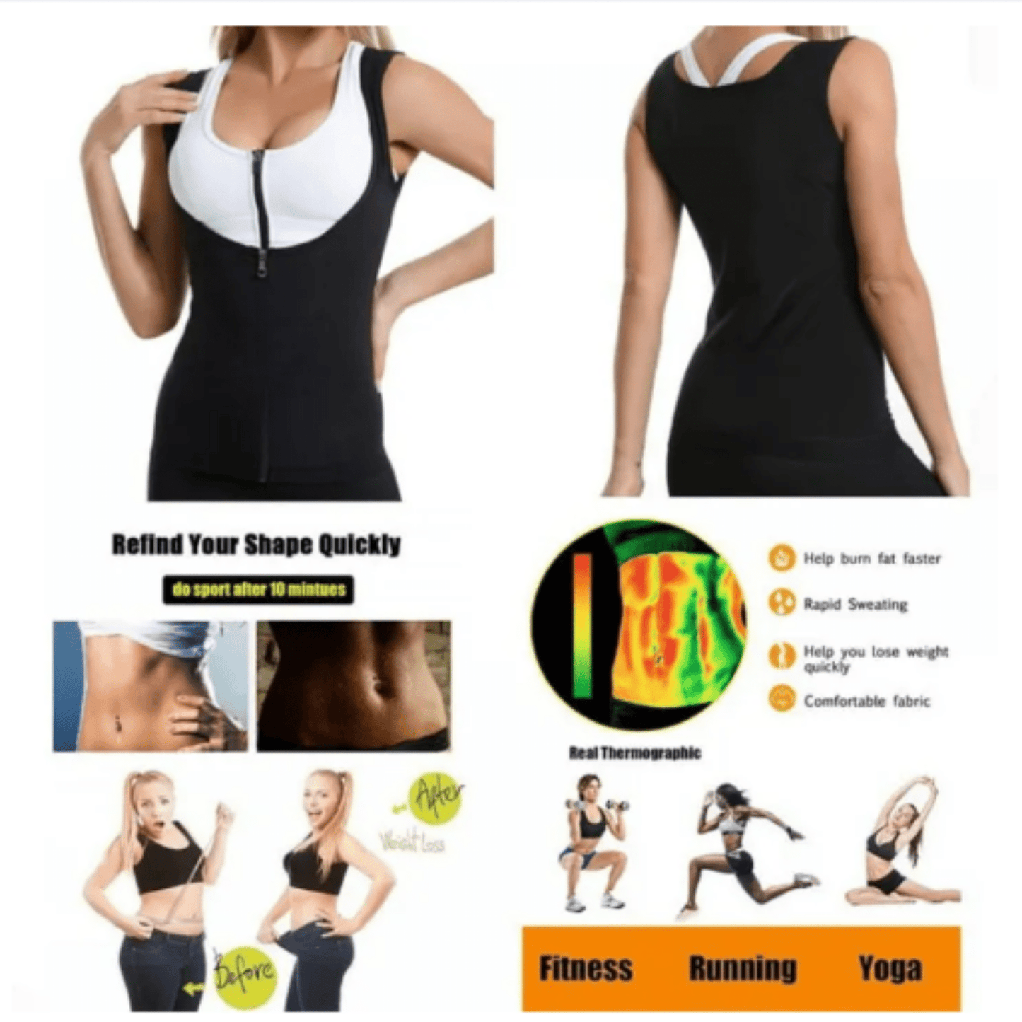 Neoprene Slimming Shirt for Women with Zipper - Majbori