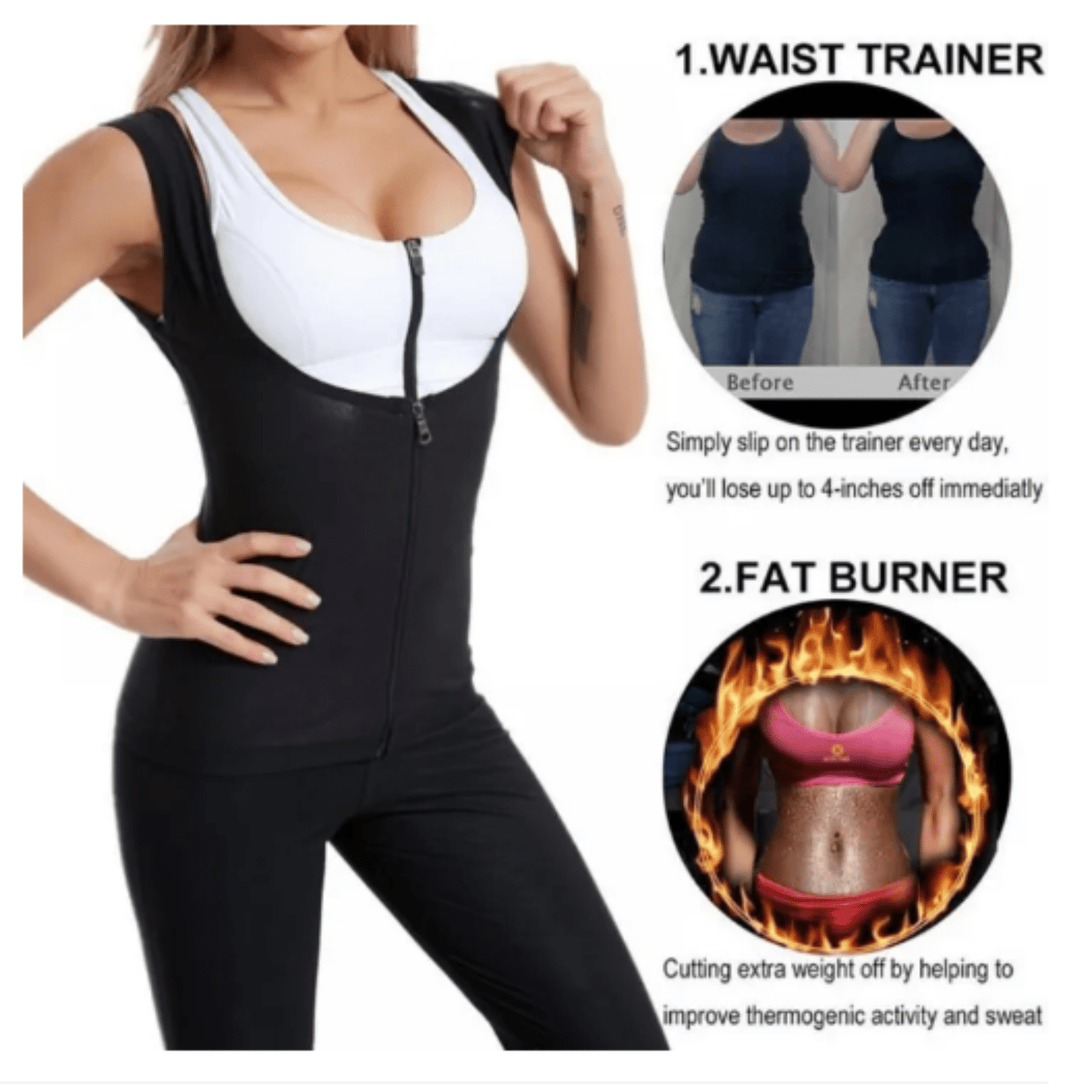 Neoprene Slimming Shirt for Women with Zipper - Majbori