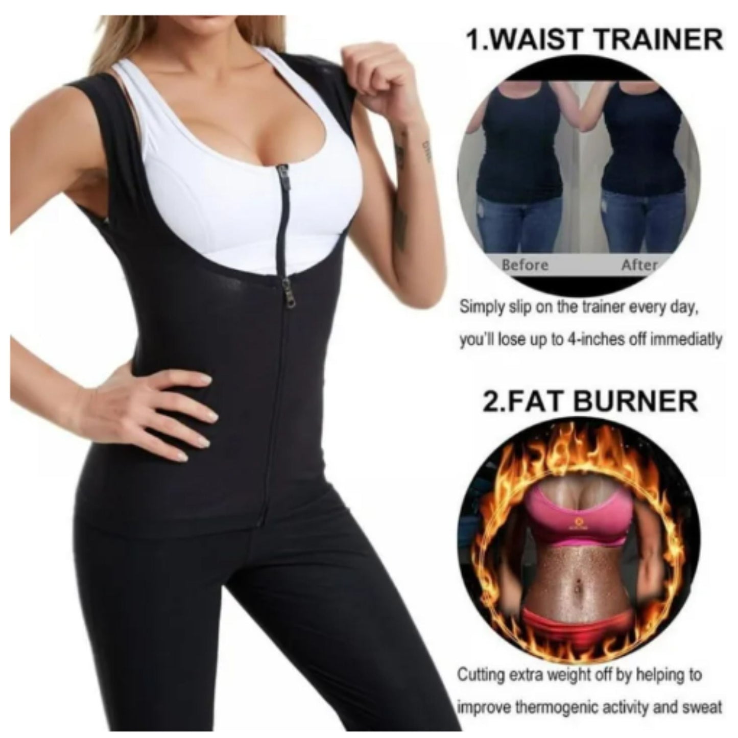 Women's Slimming Shirt | Zipper & Waist Belt - Majbori